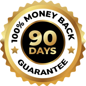 100% money back 90 days guarantee badge